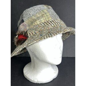 Vintage John Molloy Donegal Tweed Patchwork Pure Wool Hat Size M Ireland Made